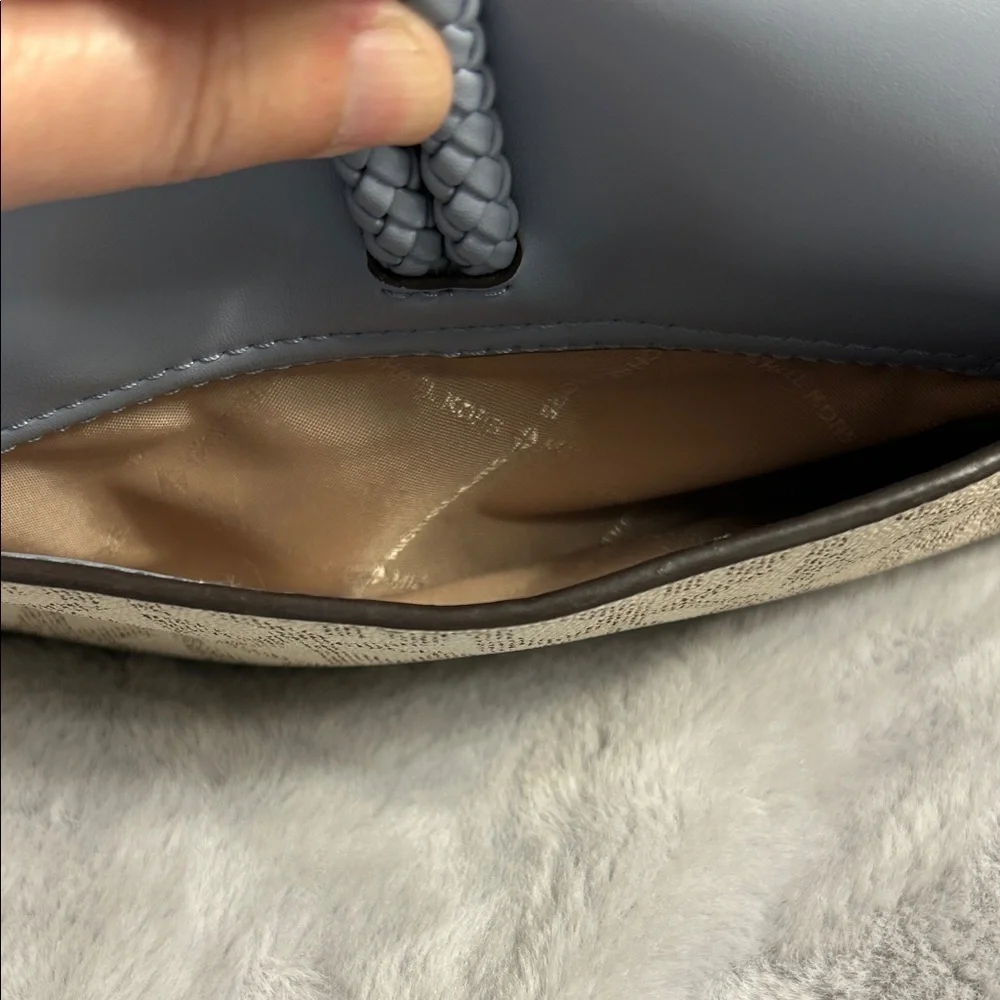 Michael Kors “Lea” Pale Blue and Cream Crossbody Bag